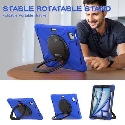 For iPad Air 11 2024 Silicone Hybrid PC Tablet Case with Holder & Shoulder Strap(Blue) - iPad Air 11 2024 Cases by PMC Jewellery | Online Shopping South Africa | PMC Jewellery | Buy Now Pay Later Mobicred