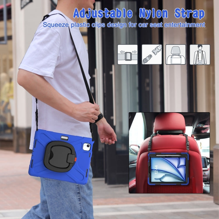 For iPad Air 11 2024 Silicone Hybrid PC Tablet Case with Holder & Shoulder Strap(Blue) - iPad Air 11 2024 Cases by PMC Jewellery | Online Shopping South Africa | PMC Jewellery | Buy Now Pay Later Mobicred