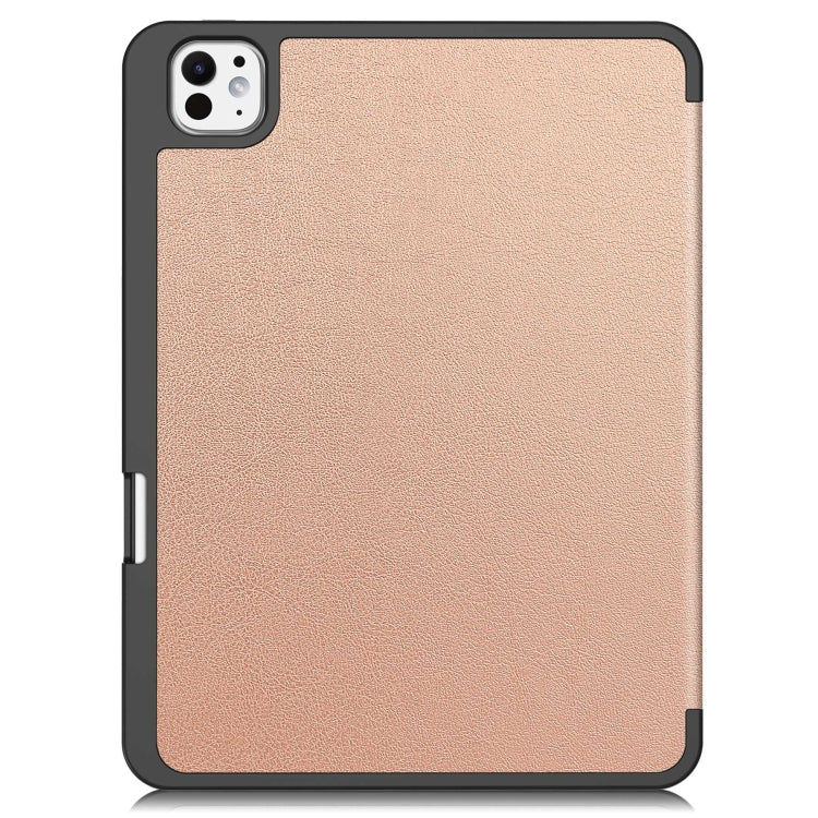 For iPad Pro 11 2024 Custer TPU Pure Color 3-Fold Holder Smart Leather Tablet Case with Pen Tray(Rose Gold) - iPad Pro 11 2024 Cases by PMC Jewellery | Online Shopping South Africa | PMC Jewellery | Buy Now Pay Later Mobicred