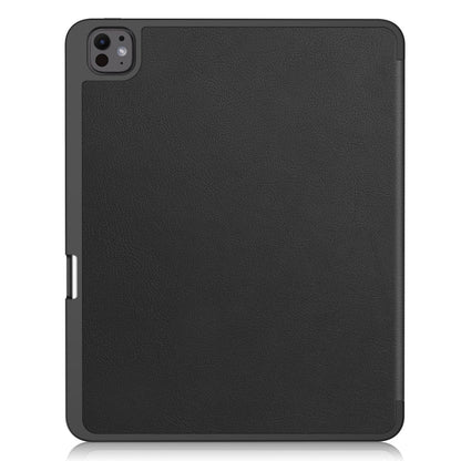 For iPad Pro 13 2024 Custer TPU Pure Color 3-Fold Holder Smart Leather Tablet Case with Pen Tray(Black) - iPad Pro 13 2024 Cases by PMC Jewellery | Online Shopping South Africa | PMC Jewellery | Buy Now Pay Later Mobicred