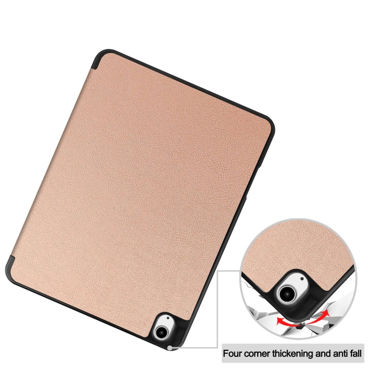 For iPad Air 13 2024 Custer TPU Pure Color 3-Fold Holder Smart Leather Tablet Case with Pen Tray(Rose Gold) - iPad Air 13 2024 Cases by PMC Jewellery | Online Shopping South Africa | PMC Jewellery | Buy Now Pay Later Mobicred