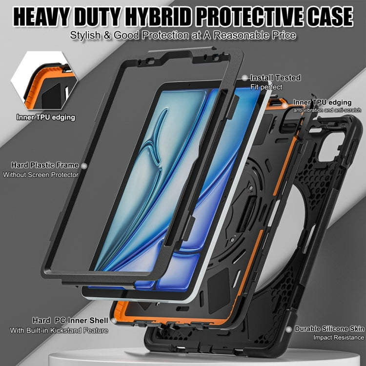 For iPad Air 11 2024 / Air 11 2025 Rotatable Holder Silicone Hybrid PC Tablet Case with Shoulder Strap(Black) - iPad Air 11 2025 / 2024 Cases by PMC TechLife | Online Shopping South Africa | PMC TechLife | Buy Now Pay Later Mobicred
