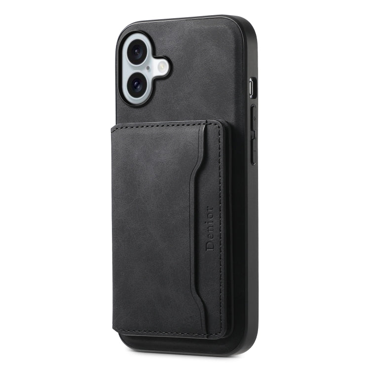 For iPhone 16 Denior D13 Retro Texture Leather MagSafe Card Bag Phone Case(Black) - free shipping - PMC TechLife - Order now!