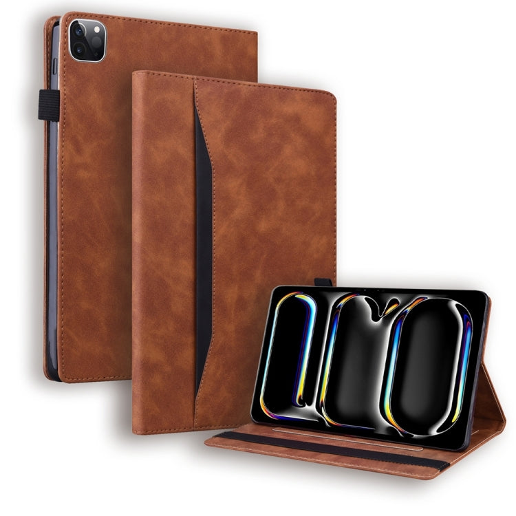 For iPad Pro 11 2024 Splicing Shockproof Leather Tablet Case(Brown) - iPad Pro 11 2024 Cases by PMC TechLife | Online Shopping South Africa | PMC TechLife | Buy Now Pay Later Mobicred