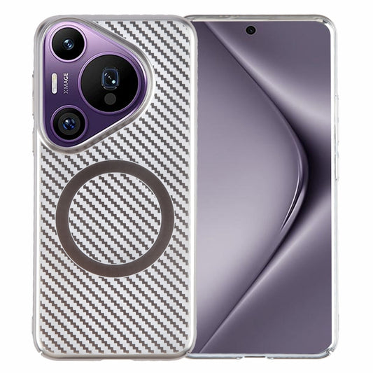 For Huawei Pura 70 Pro /70 Pro+ 6D Plated Carbon Fiber Clear Magsafe PC Phone Case(Titanium Grey) - Huawei Cases by PMC Jewellery | Online Shopping South Africa | PMC Jewellery | Buy Now Pay Later Mobicred