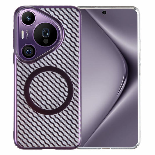 For Huawei Pura 70 6D Plated Carbon Fiber Clear Magsafe PC Phone Case(Aurora Purple) - Huawei Cases by PMC Jewellery | Online Shopping South Africa | PMC Jewellery | Buy Now Pay Later Mobicred