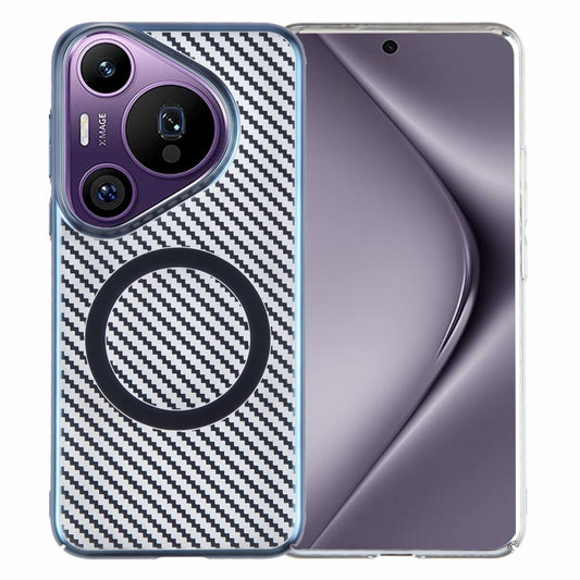 For Huawei Pura 70 6D Plated Carbon Fiber Clear Magsafe PC Phone Case(Dream Blue) - Huawei Cases by PMC Jewellery | Online Shopping South Africa | PMC Jewellery | Buy Now Pay Later Mobicred