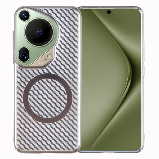 For Huawei Pura 70 Ultra 6D Plated Carbon Fiber Clear Magsafe PC Phone Case(Titanium Grey) - Huawei Cases by PMC Jewellery | Online Shopping South Africa | PMC Jewellery | Buy Now Pay Later Mobicred