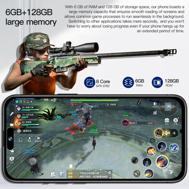 i15 Pro Max / Q5A, 6GB+128GB, 6.5 inch Screen, Face Identification, Android 10 MTK6762 Octa Core, OTG, NFC, Network: 4G, Dual SIM(Titanium Black) -  by PMC TechLife | Online Shopping South Africa | PMC TechLife