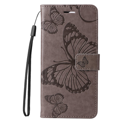 For iPhone SE 2024 3D Butterfly Embossed Pattern Flip Leather Phone Case(Grey) - More iPhone Cases by PMC Jewellery | Online Shopping South Africa | PMC Jewellery | Buy Now Pay Later Mobicred