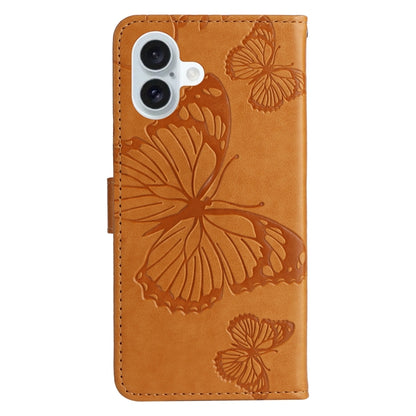 For iPhone 16 Plus 3D Butterfly Embossed Pattern Flip Leather Phone Case(Yellow) - iPhone 16 Plus Cases by PMC Jewellery | Online Shopping South Africa | PMC Jewellery | Buy Now Pay Later Mobicred