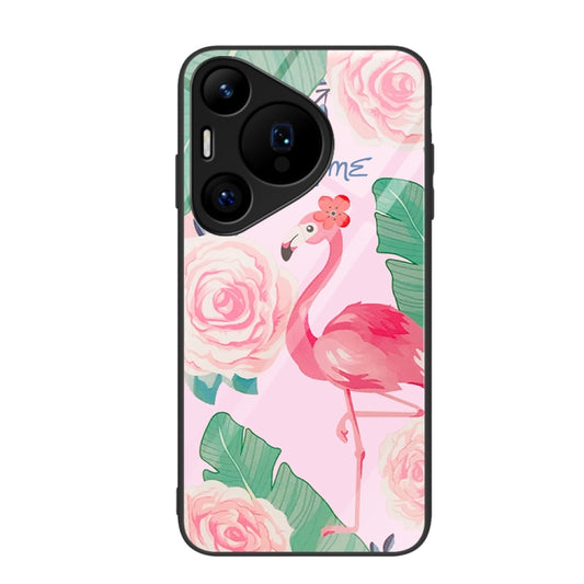 For Huawei Pura 70 Pro Colorful Painted Glass Phone Case(Flamingo) - Huawei Cases by PMC Jewellery | Online Shopping South Africa | PMC Jewellery | Buy Now Pay Later Mobicred