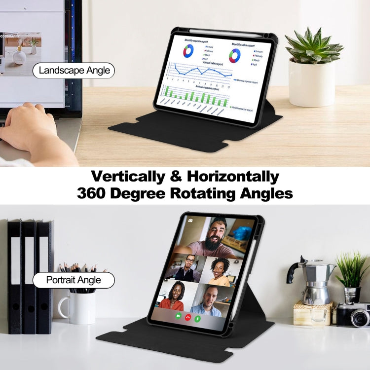 For iPad Air 11 2025 / 2024 Transparent Rotation Smart Leather Tablet Case(Black) - iPad Air 11 2025 / 2024 Cases by PMC TechLife | Online Shopping South Africa | PMC TechLife | Buy Now Pay Later Mobicred