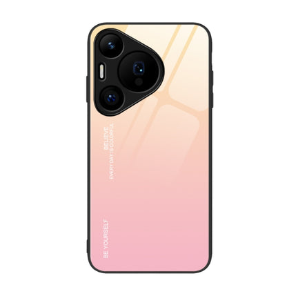 For Huawei Pura 70 Gradient Color Glass Phone Case(Yellow Pink) - Huawei Cases by PMC Jewellery | Online Shopping South Africa | PMC Jewellery | Buy Now Pay Later Mobicred