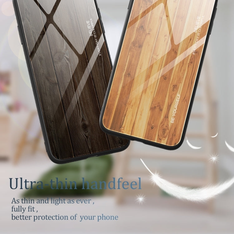 For Huawei Pura 70 Wood Grain Glass Phone Case(Coffee) - Huawei Cases by PMC Jewellery | Online Shopping South Africa | PMC Jewellery | Buy Now Pay Later Mobicred