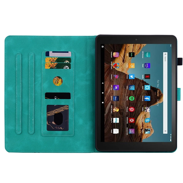 For Amazon Fire HD10 2023 Lily Embossed Leather Tablet Case(Green) - Amazon by PMC TechLife | Online Shopping South Africa | PMC TechLife | Buy Now Pay Later Mobicred