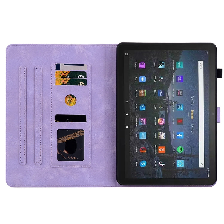 For Amazon Fire Max 11 Lily Embossed Leather Tablet Case(Purple) - Amazon by PMC TechLife | Online Shopping South Africa | PMC TechLife | Buy Now Pay Later Mobicred