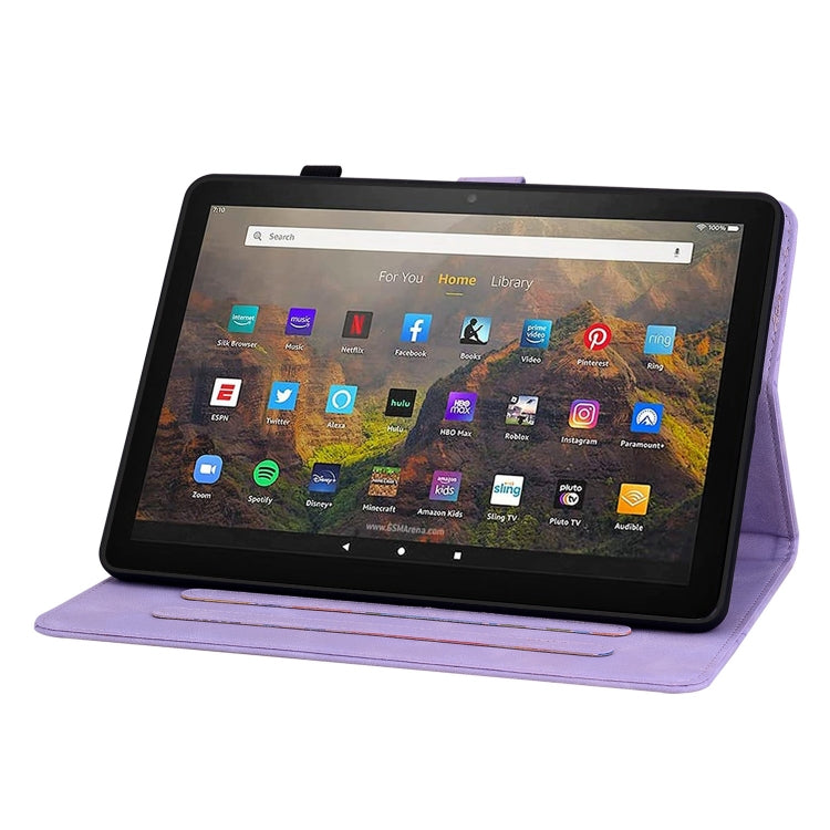 For Amazon Fire HD10 2019/2017 Lily Embossed Leather Smart Tablet Case(Purple) - Amazon by PMC TechLife | Online Shopping South Africa | PMC TechLife | Buy Now Pay Later Mobicred
