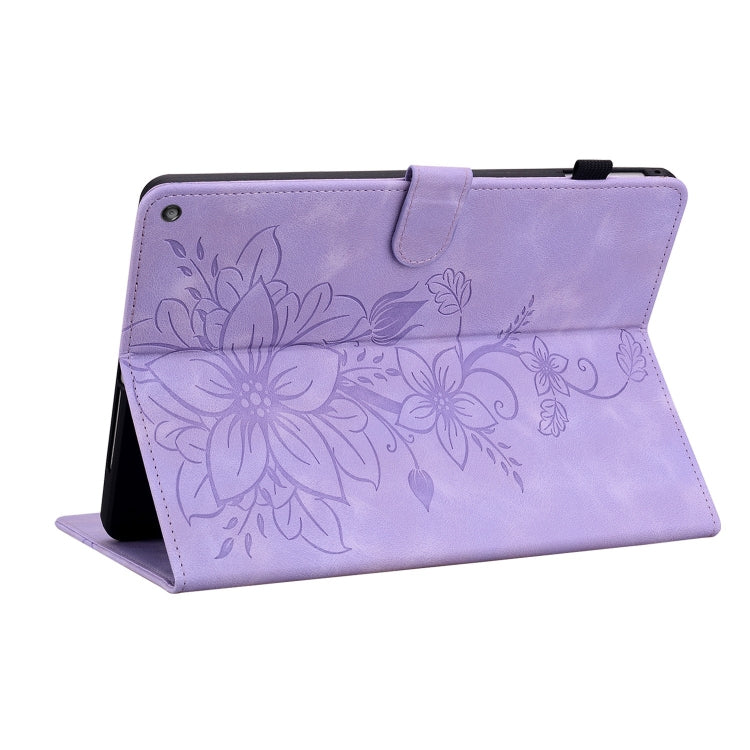 For Amazon Fire HD10 2019/2017 Lily Embossed Leather Smart Tablet Case(Purple) - Amazon by PMC TechLife | Online Shopping South Africa | PMC TechLife | Buy Now Pay Later Mobicred