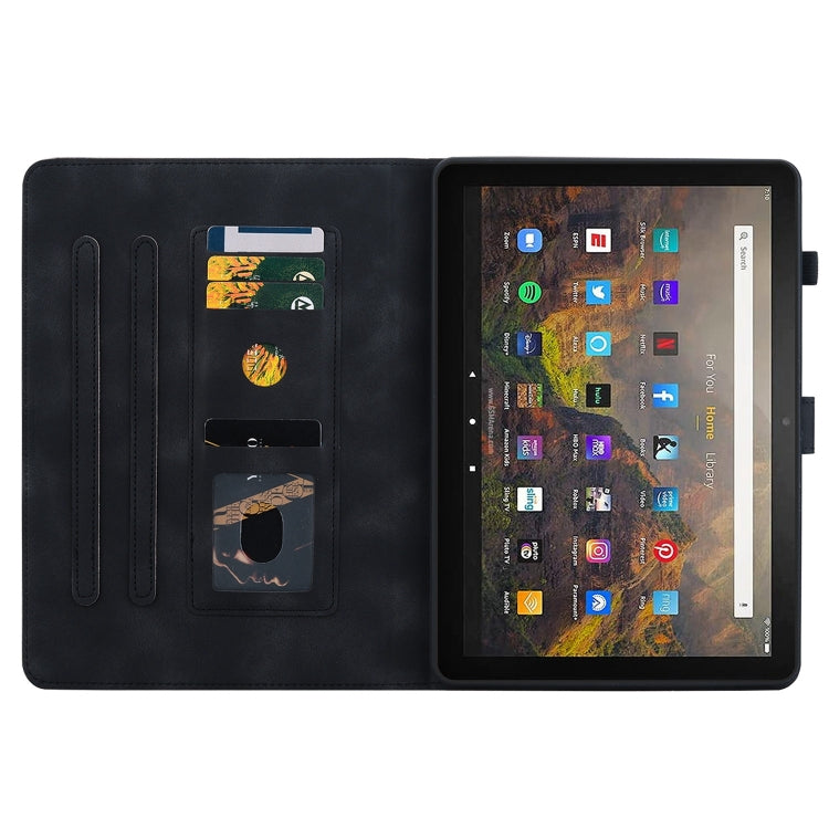 For Amazon Fire HD10 2019/2017 Lily Embossed Leather Smart Tablet Case(Black) - Amazon by PMC TechLife | Online Shopping South Africa | PMC TechLife | Buy Now Pay Later Mobicred