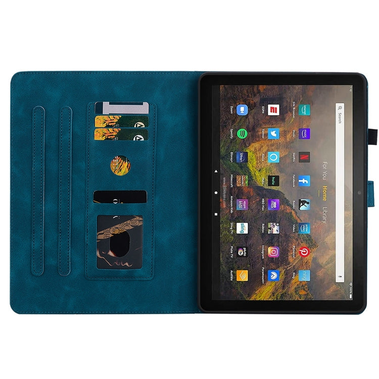 For Amazon Fire HD10 / HD10 Plus 2021 Lily Embossed Leather Smart Tablet Case(Dark Blue) - free shipping - PMC TechLife - Order now!