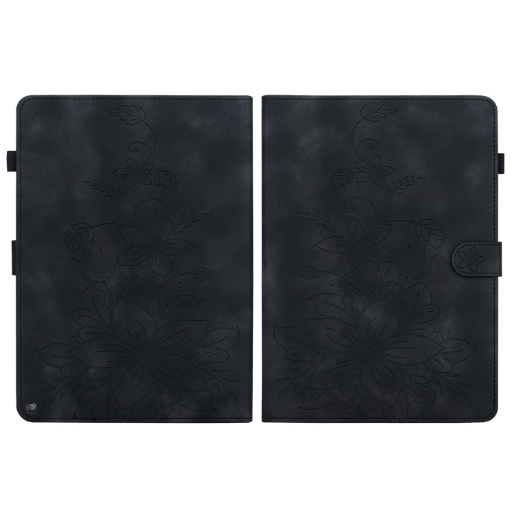 For Amazon Fire HD10 / HD10 Plus 2021 Lily Embossed Leather Smart Tablet Case(Black) - Amazon by PMC TechLife | Online Shopping South Africa | PMC TechLife | Buy Now Pay Later Mobicred