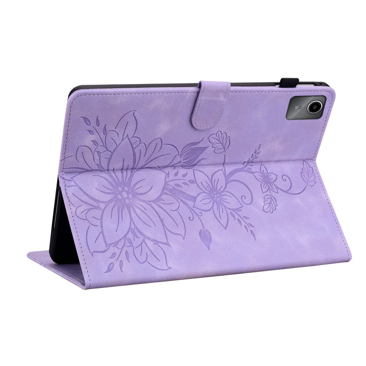 For Lenovo Tab M11/Xiaoxin Pad 11 2024 Lily Embossed Leather Tablet Case(Purple) - Lenovo by PMC Jewellery | Online Shopping South Africa | PMC Jewellery | Buy Now Pay Later Mobicred