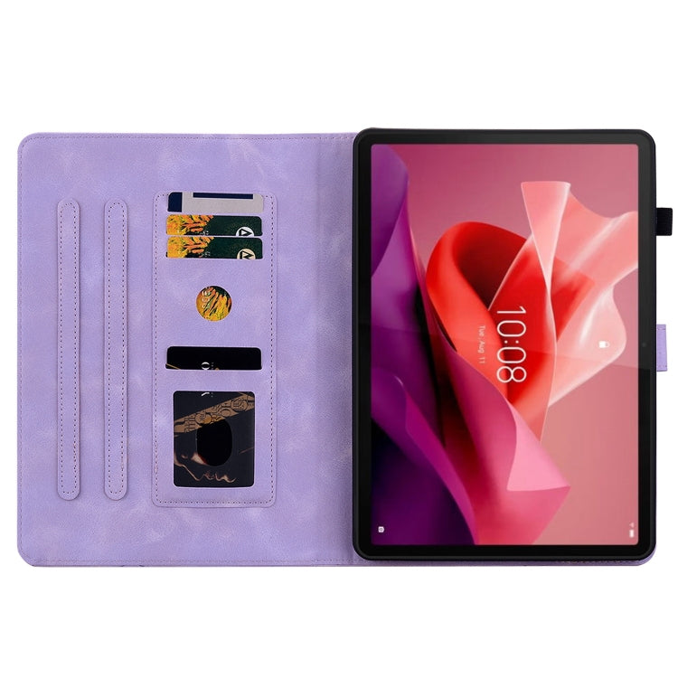 For Lenovo Tab P12 12.7 Lily Embossed Leather Tablet Case(Purple) - Lenovo by PMC TechLife | Online Shopping South Africa | PMC TechLife | Buy Now Pay Later Mobicred