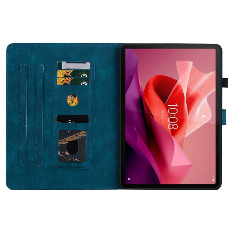 For Lenovo Tab P12 12.7 Lily Embossed Leather Tablet Case(Dark Blue) - Lenovo by PMC TechLife | Online Shopping South Africa | PMC TechLife | Buy Now Pay Later Mobicred