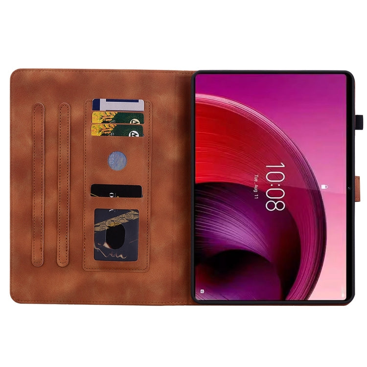 For Lenovo Tab M10 5G 2023 Lily Embossed Leather Tablet Case(Brown) - Lenovo by PMC TechLife | Online Shopping South Africa | PMC TechLife | Buy Now Pay Later Mobicred