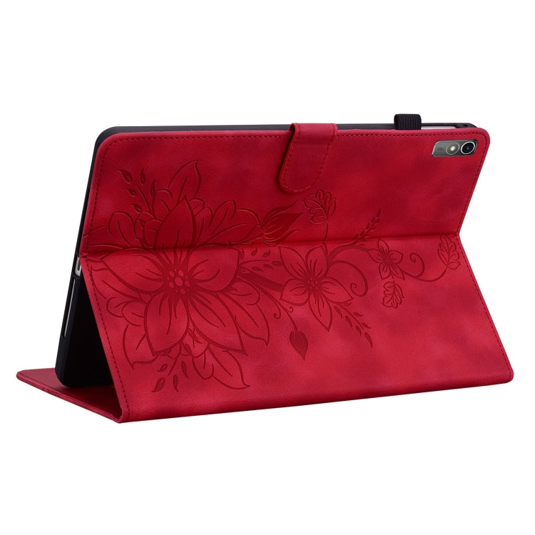 For Lenovo Tab M10 5G 2023 Lily Embossed Leather Tablet Case(Red) - Lenovo by PMC TechLife | Online Shopping South Africa | PMC TechLife | Buy Now Pay Later Mobicred