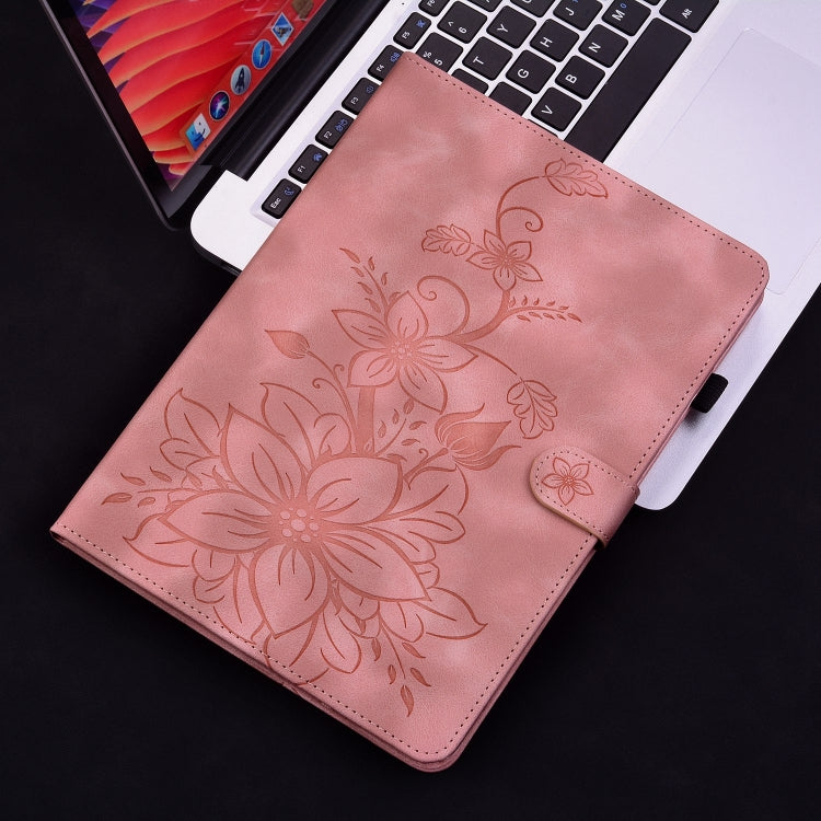 For Lenovo Tab P11 Pro Gen 2 11.2 Lily Embossed Leather Tablet Case(Pink) - Lenovo by PMC TechLife | Online Shopping South Africa | PMC TechLife | Buy Now Pay Later Mobicred