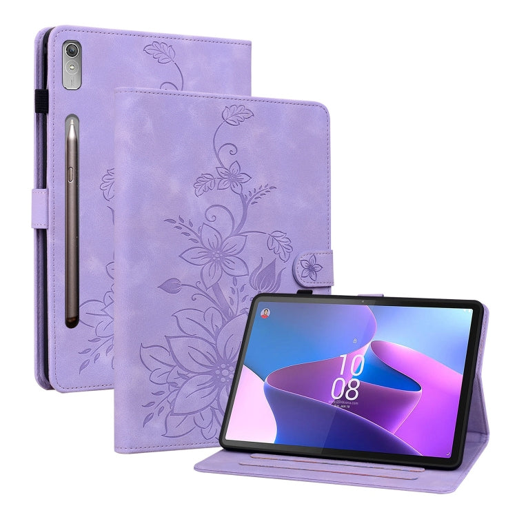 For Lenovo Tab P11 Pro Gen 2 11.2 Lily Embossed Leather Tablet Case(Purple) - free shipping - PMC TechLife - Order now!