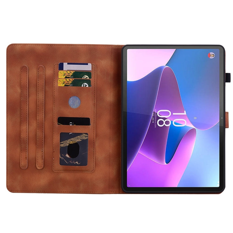 For Lenovo Tab P11 Gen 2 11.5 Lily Embossed Leather Tablet Case(Brown) - Lenovo by PMC TechLife | Online Shopping South Africa | PMC TechLife | Buy Now Pay Later Mobicred