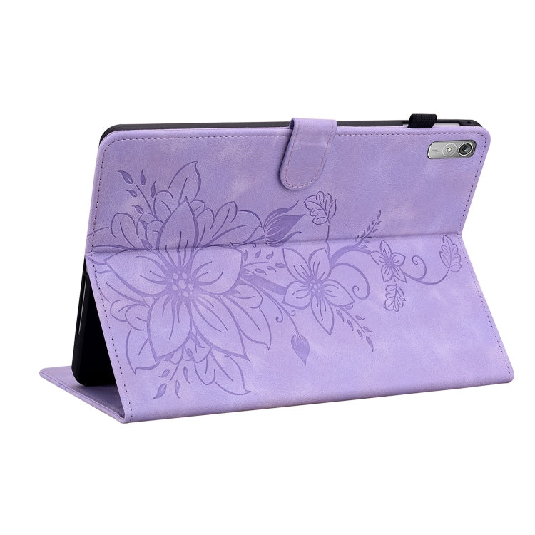 For Lenovo Tab P11 Gen 2 11.5 Lily Embossed Leather Tablet Case(Purple) - Lenovo by PMC TechLife | Online Shopping South Africa | PMC TechLife | Buy Now Pay Later Mobicred