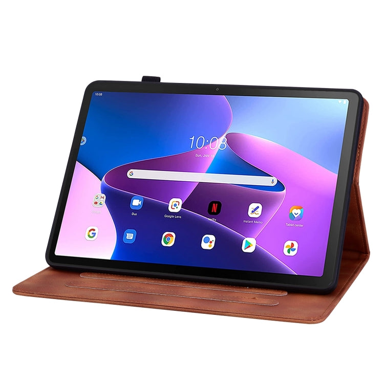 For Lenovo Tab M10 10.1 3rd Gen Lily Embossed Leather Tablet Case(Brown) - Lenovo by PMC TechLife | Online Shopping South Africa | PMC TechLife | Buy Now Pay Later Mobicred
