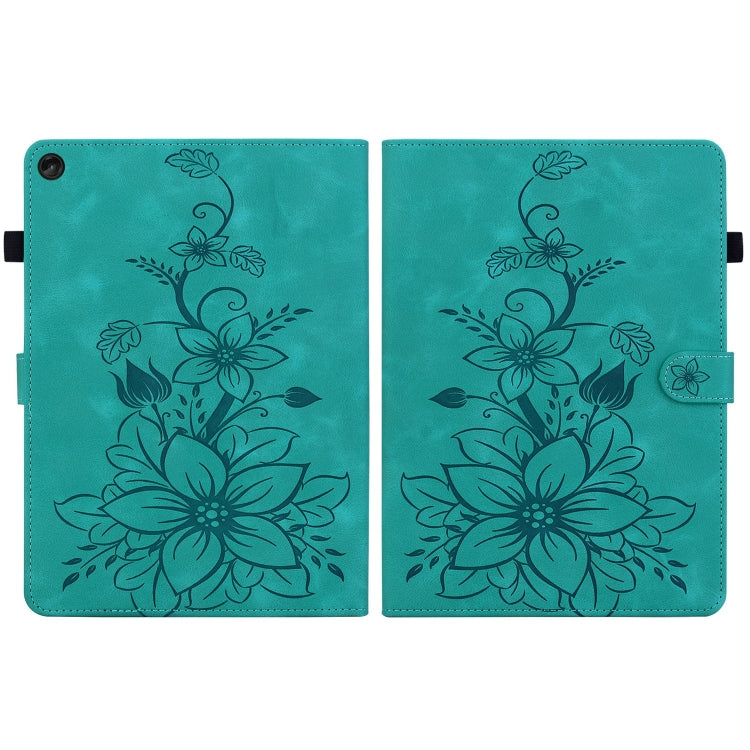 For Lenovo Tab M10 10.1 3rd Gen Lily Embossed Leather Tablet Case(Green) - Lenovo by PMC TechLife | Online Shopping South Africa | PMC TechLife | Buy Now Pay Later Mobicred