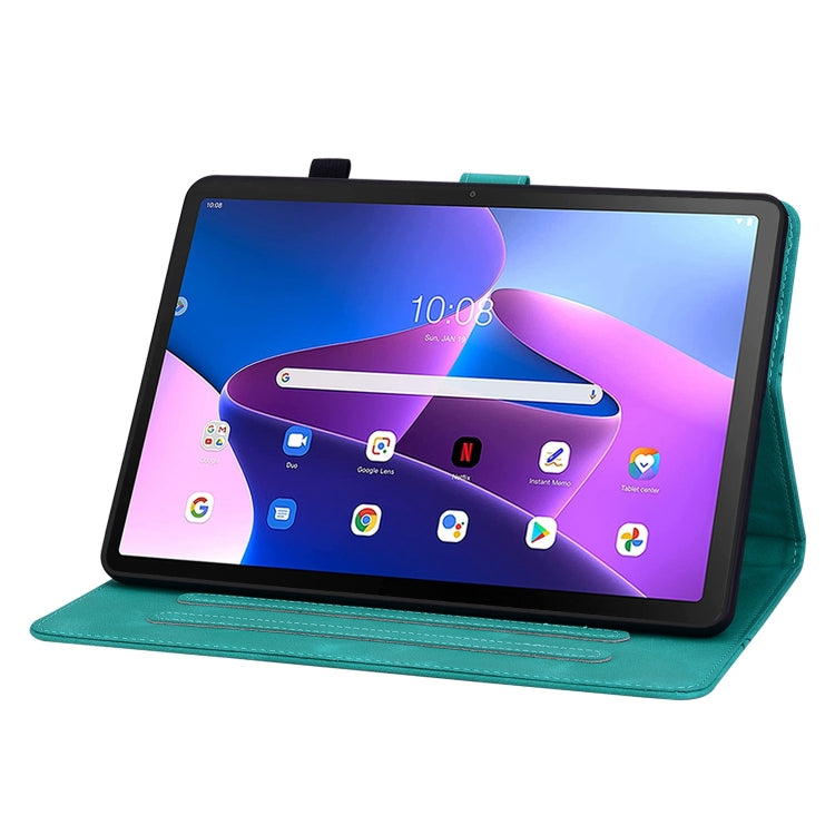 For Lenovo Tab M10 10.1 3rd Gen Lily Embossed Leather Tablet Case(Green) - Lenovo by PMC TechLife | Online Shopping South Africa | PMC TechLife | Buy Now Pay Later Mobicred