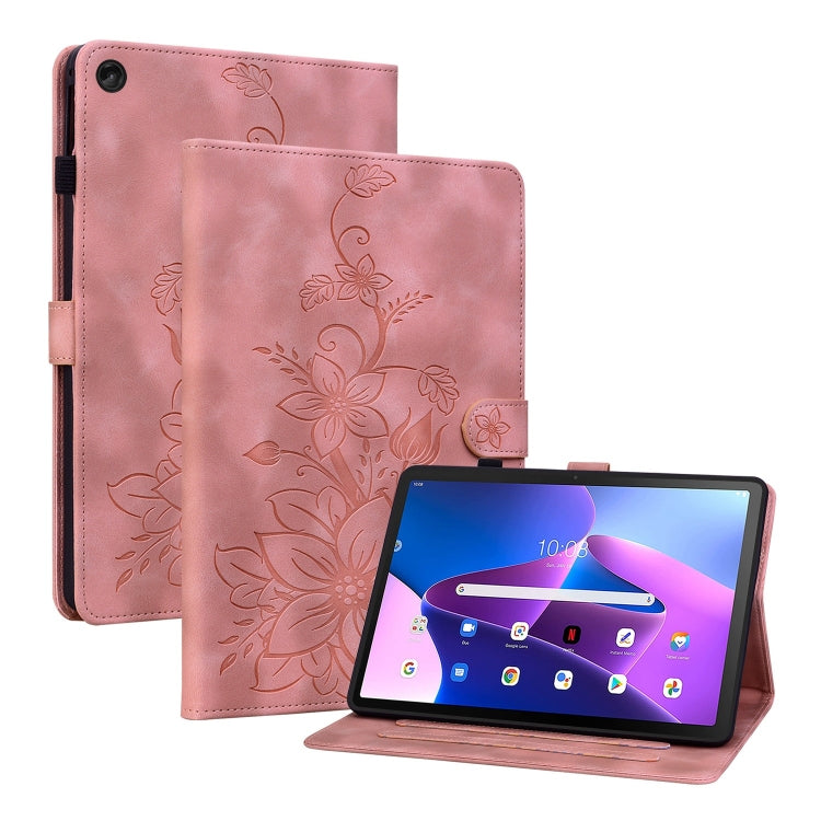 For Lenovo Tab M10 10.1 3rd Gen Lily Embossed Leather Tablet Case(Pink) - free shipping - PMC TechLife - Order now!