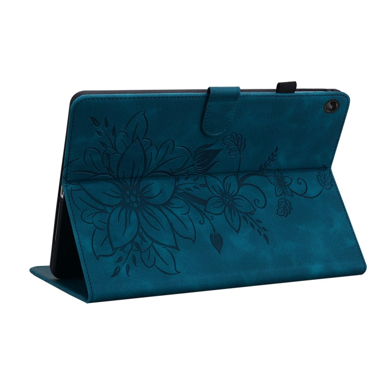 For Lenovo Tab M10 10.1 3rd Gen Lily Embossed Leather Tablet Case(Dark Blue) - Lenovo by PMC TechLife | Online Shopping South Africa | PMC TechLife | Buy Now Pay Later Mobicred