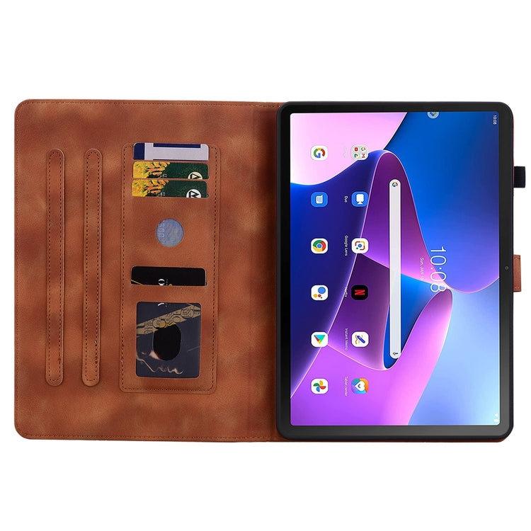 For Lenovo Tab M10 Plus 10.6 3rd Gen Lily Embossed Leather Tablet Case(Brown) - Lenovo by PMC TechLife | Online Shopping South Africa | PMC TechLife | Buy Now Pay Later Mobicred