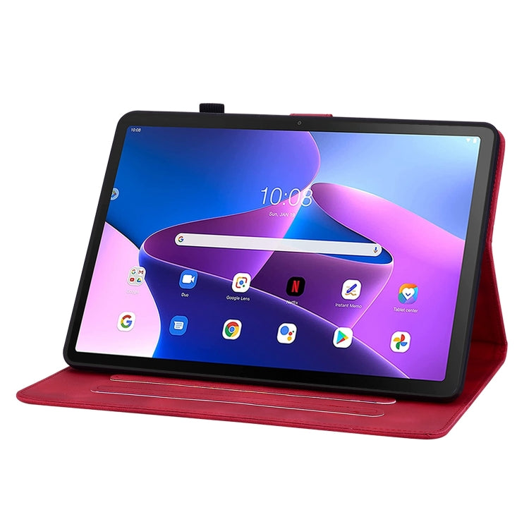 For Lenovo Tab M10 Plus 10.6 3rd Gen Lily Embossed Leather Tablet Case(Red) - Lenovo by PMC TechLife | Online Shopping South Africa | PMC TechLife | Buy Now Pay Later Mobicred