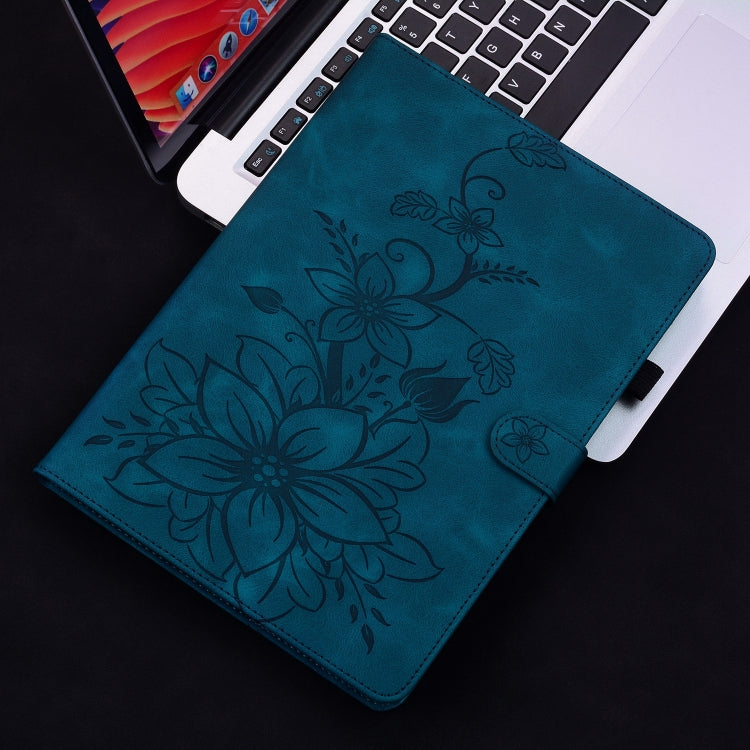 For Lenovo Tab M10 Plus 10.6 3rd Gen Lily Embossed Leather Tablet Case(Dark Blue) - Lenovo by PMC TechLife | Online Shopping South Africa | PMC TechLife | Buy Now Pay Later Mobicred
