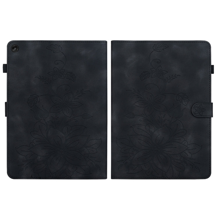 For Lenovo Tab M10 Plus 10.6 3rd Gen Lily Embossed Leather Tablet Case(Black) - Lenovo by PMC TechLife | Online Shopping South Africa | PMC TechLife | Buy Now Pay Later Mobicred