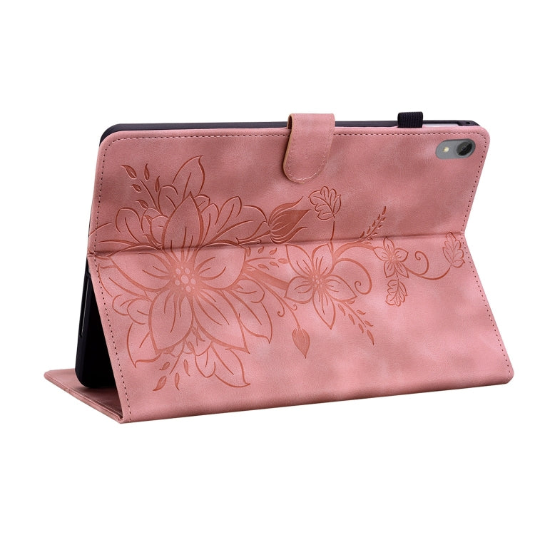 For Lenovo Tab P11 /Xiaoxin Pad Plus Lily Embossed Leather Tablet Case(Pink) - Lenovo by PMC TechLife | Online Shopping South Africa | PMC TechLife | Buy Now Pay Later Mobicred