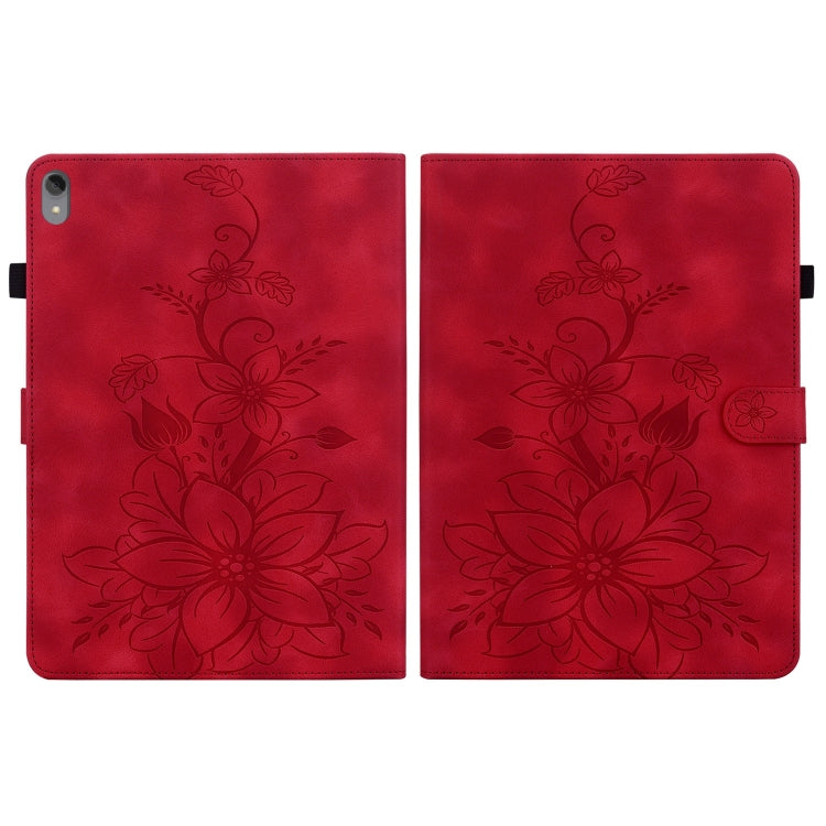 For Lenovo Tab P11 /Xiaoxin Pad Plus Lily Embossed Leather Tablet Case(Red) - Lenovo by PMC TechLife | Online Shopping South Africa | PMC TechLife | Buy Now Pay Later Mobicred
