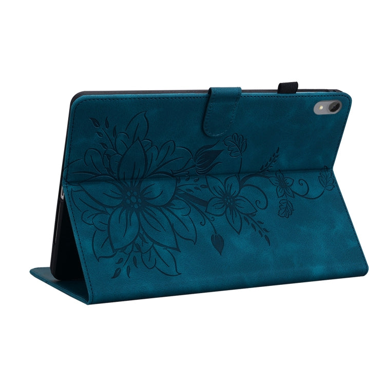 For Lenovo Tab P11 /Xiaoxin Pad Plus Lily Embossed Leather Tablet Case(Dark Blue) - Lenovo by PMC TechLife | Online Shopping South Africa | PMC TechLife | Buy Now Pay Later Mobicred