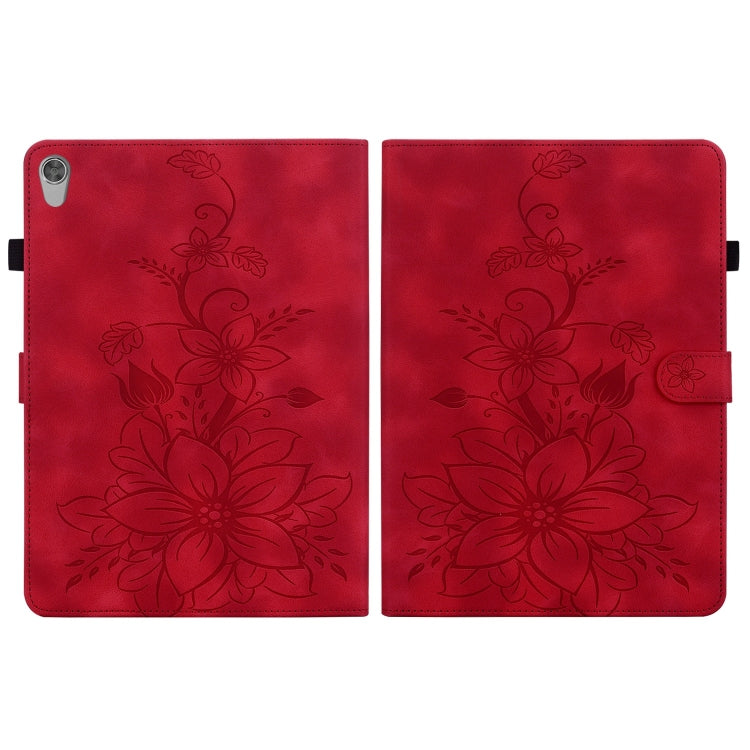 For Lenovo Tab M10 HD Gen2 Lily Embossed Leather Tablet Case(Red) - Lenovo by PMC TechLife | Online Shopping South Africa | PMC TechLife | Buy Now Pay Later Mobicred