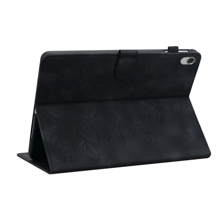 For Lenovo M10 Plus 10.3 Lily Embossed Leather Tablet Case(Black) - Lenovo by PMC TechLife | Online Shopping South Africa | PMC TechLife | Buy Now Pay Later Mobicred