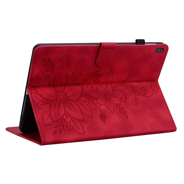 For Lenovo Tab M10 X605 /M10 HD X505 Lily Embossed Leather Tablet Case(Red) - Lenovo by PMC TechLife | Online Shopping South Africa | PMC TechLife | Buy Now Pay Later Mobicred
